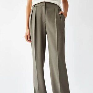 Babaton Olive Leaf Green Fletcher/Pleated Trouser Pants